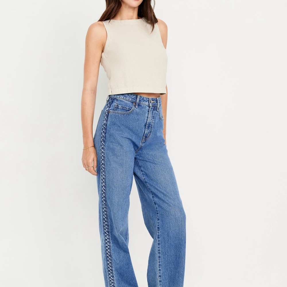 Old Navy Extra high braided wide leg jean.